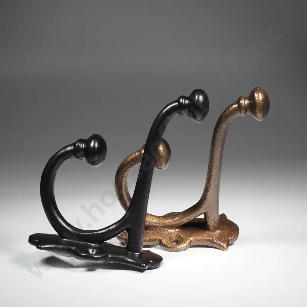 Pair of Iron Wall Hooks - Black & Tan Image 1++