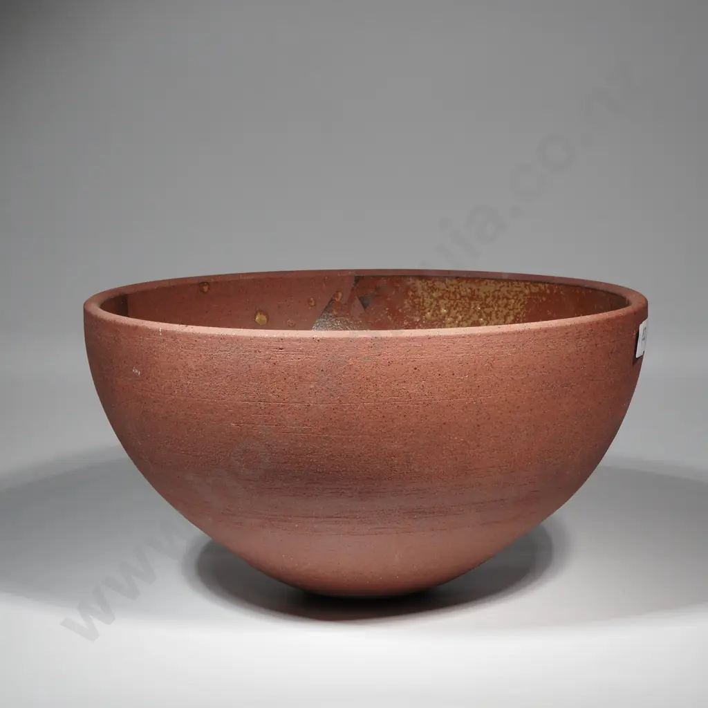 Aina Apse, Large Pottery Bowl w Coarse Texture To Exterior & Brown & Green Glaze to Interior Image 1++