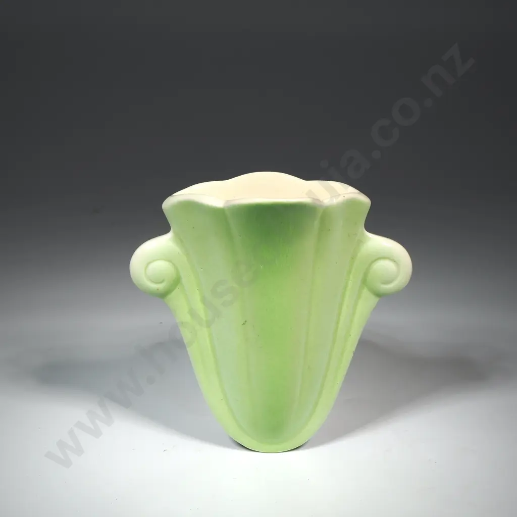 Crown Lynn Green Glazed Wall Pocket. No. 465 Image 1++