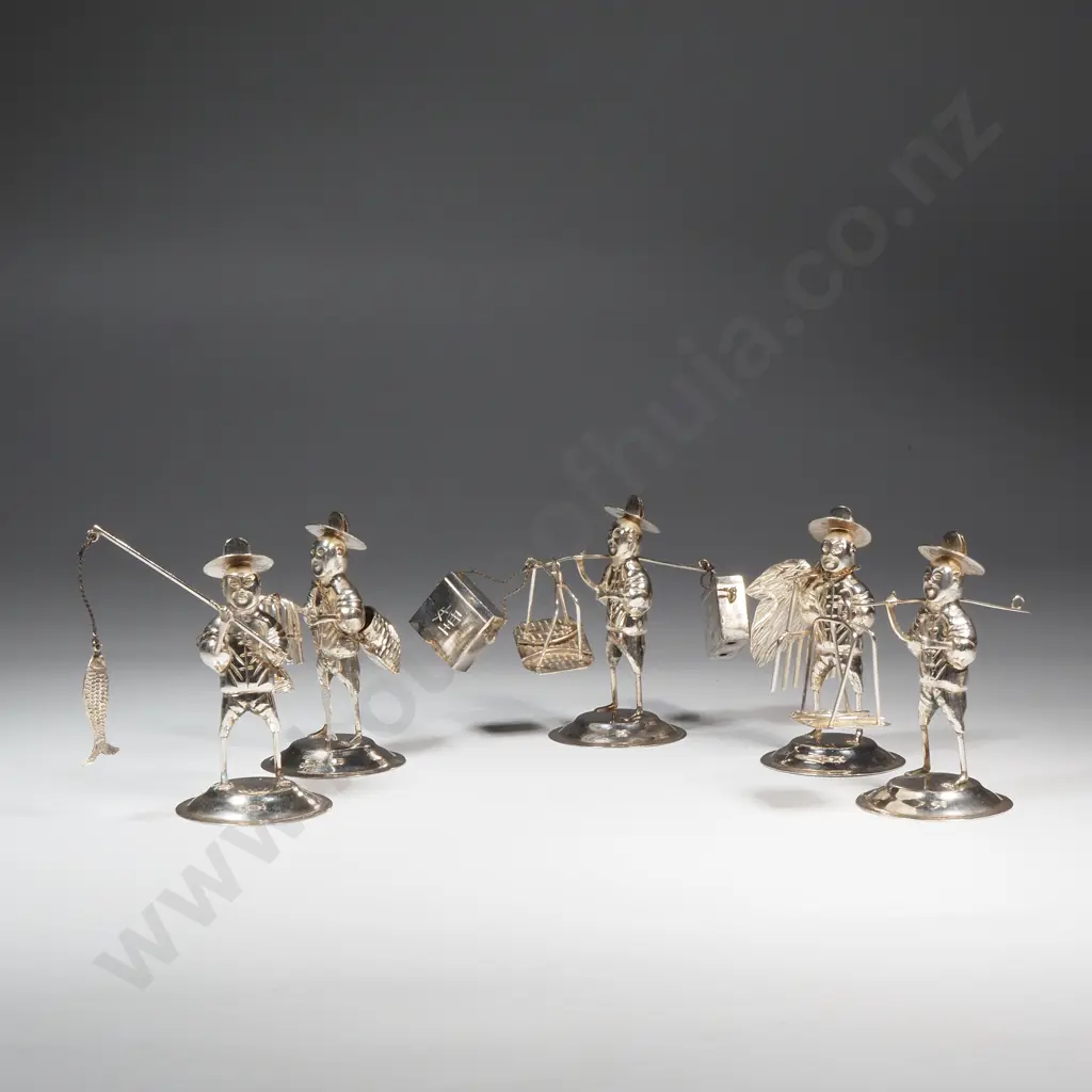 Set of 5 Sterling Silver Chinese Men Image 1++