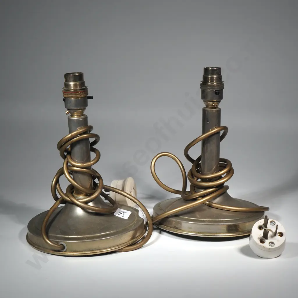 Pair of Metal Columnar Table Lamp Bases Image 1++