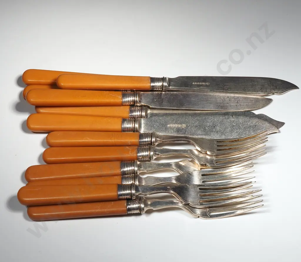 Vintage S/P Set of 6 Fish Service Image 1++