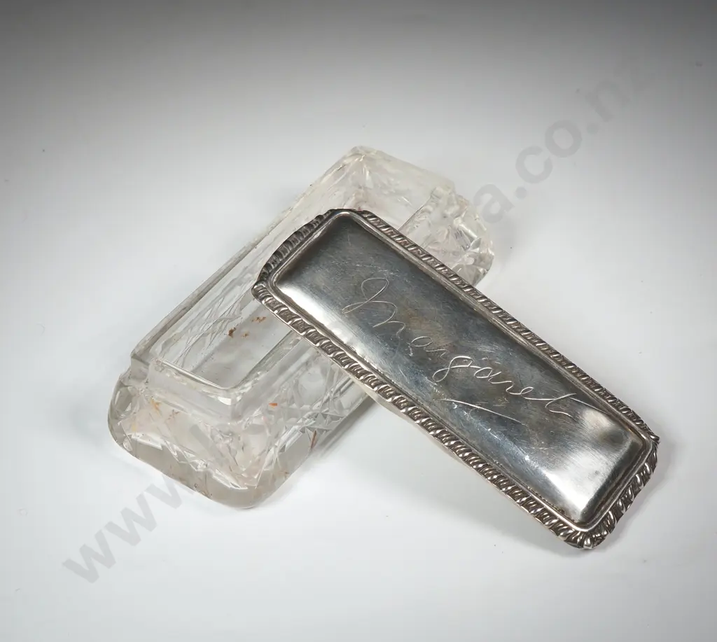 Cut Glass Sterling Silver Toilet Box Image 1++