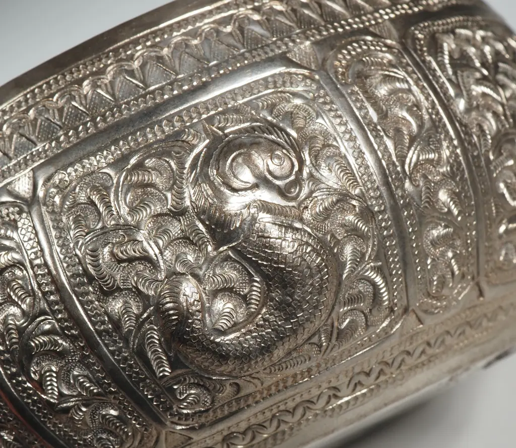 Sterling Silver 800 Silver Bowl. Possibly Burmese Image 1++