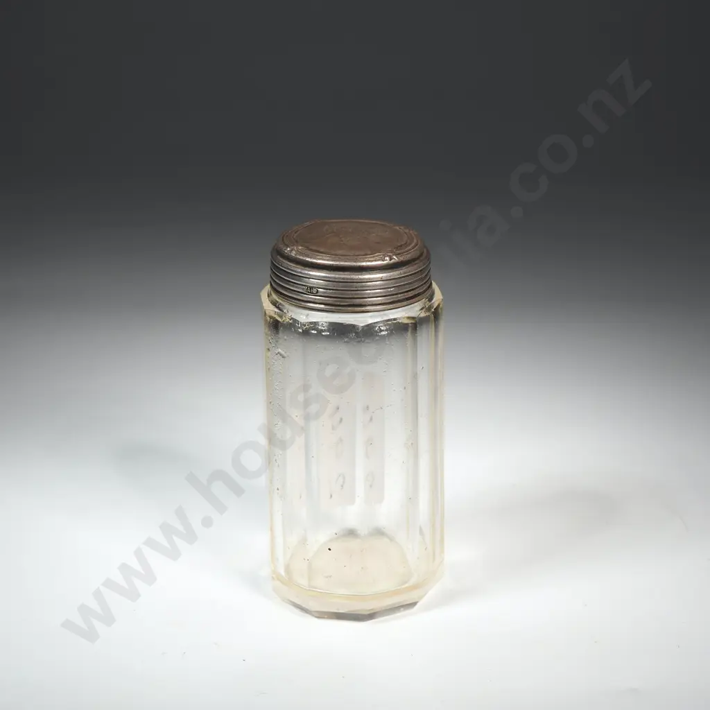 Glass Toilet Jar with Sterling Silver Screw On Lid Image 1++