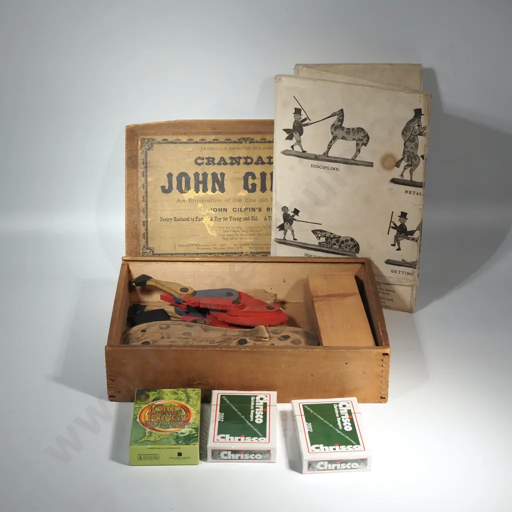 Antique Crandall's "John Gilpin" Toy Set , Improved Building Blocks. An Illustration Of An Old English Ballads. Image 1++