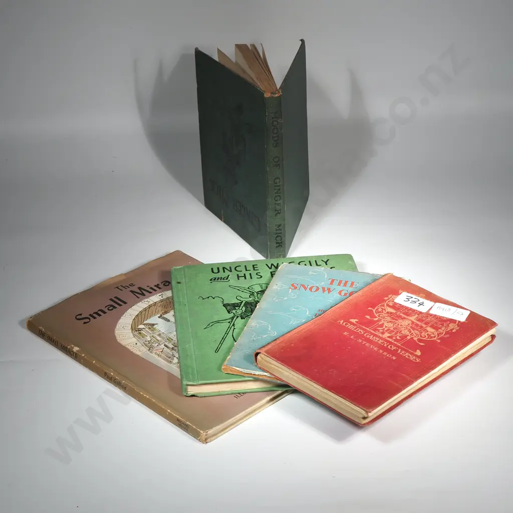 Five Vintage Children's Books Including Uncle Wiggley & His Friends, A Child's Garden Of Verse, The Snow Goose Image 1++