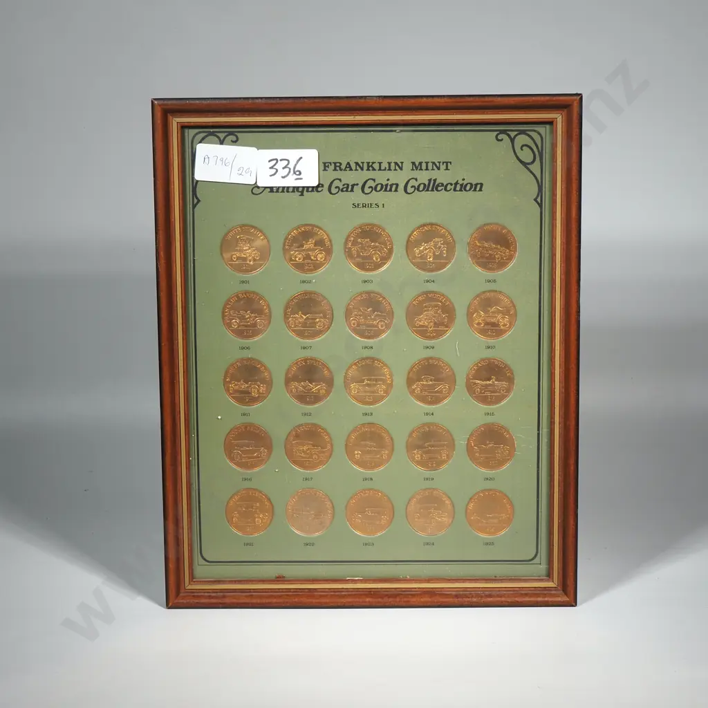 Framed Franklin Mint Antique Car Coin Collection. Image 1++