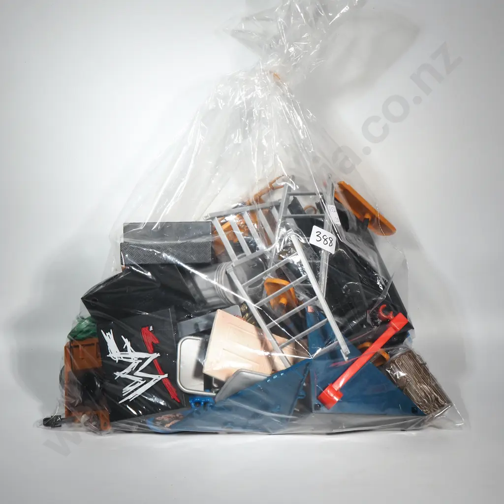 WWE large quantity of wrestling paraphernalia - chairs, ladders, trash cans, steps, belts, plus much more Image 1++