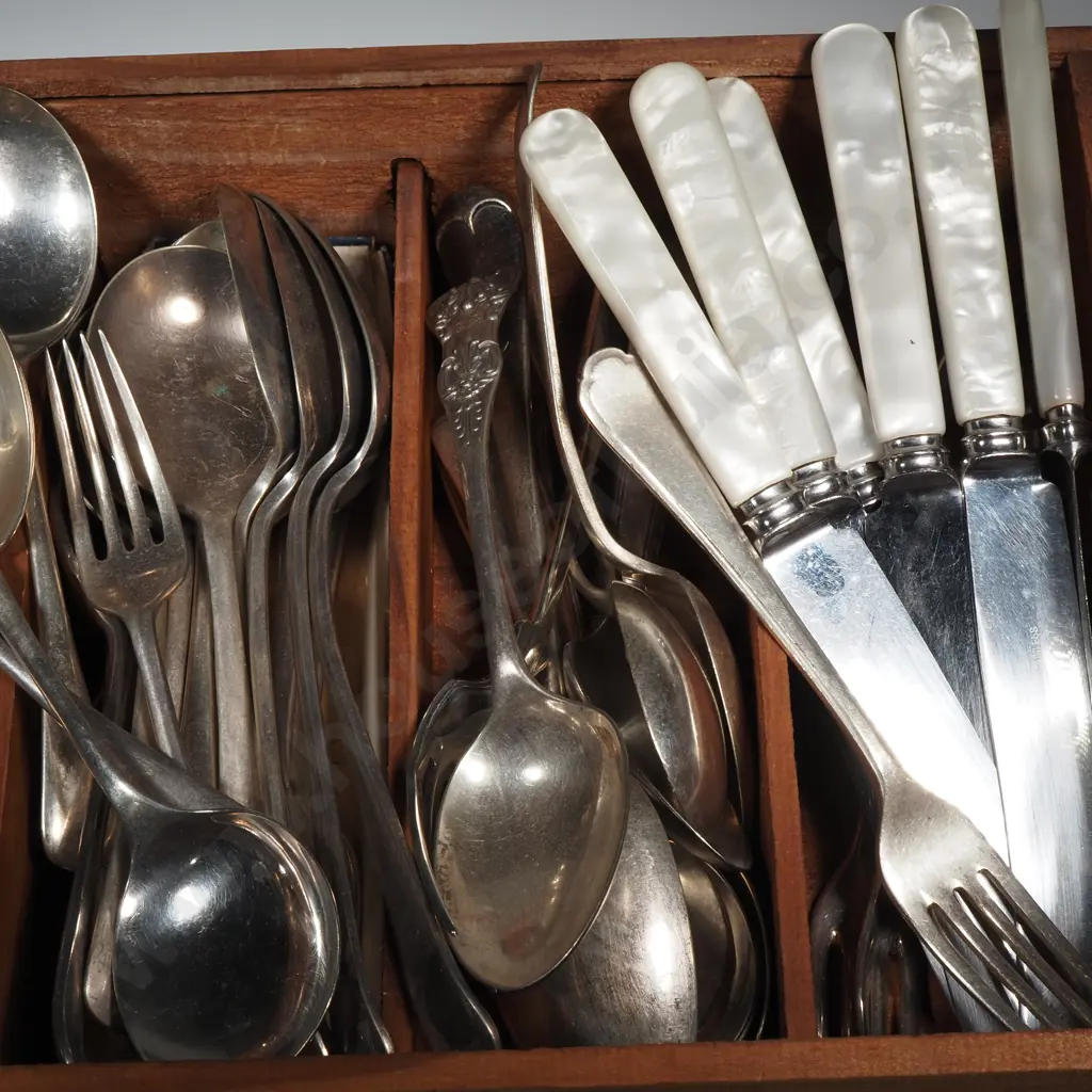 Quantity Of Silver Plate Cutlery Including Ladles, Soup Spoons, Forks, Image 1++