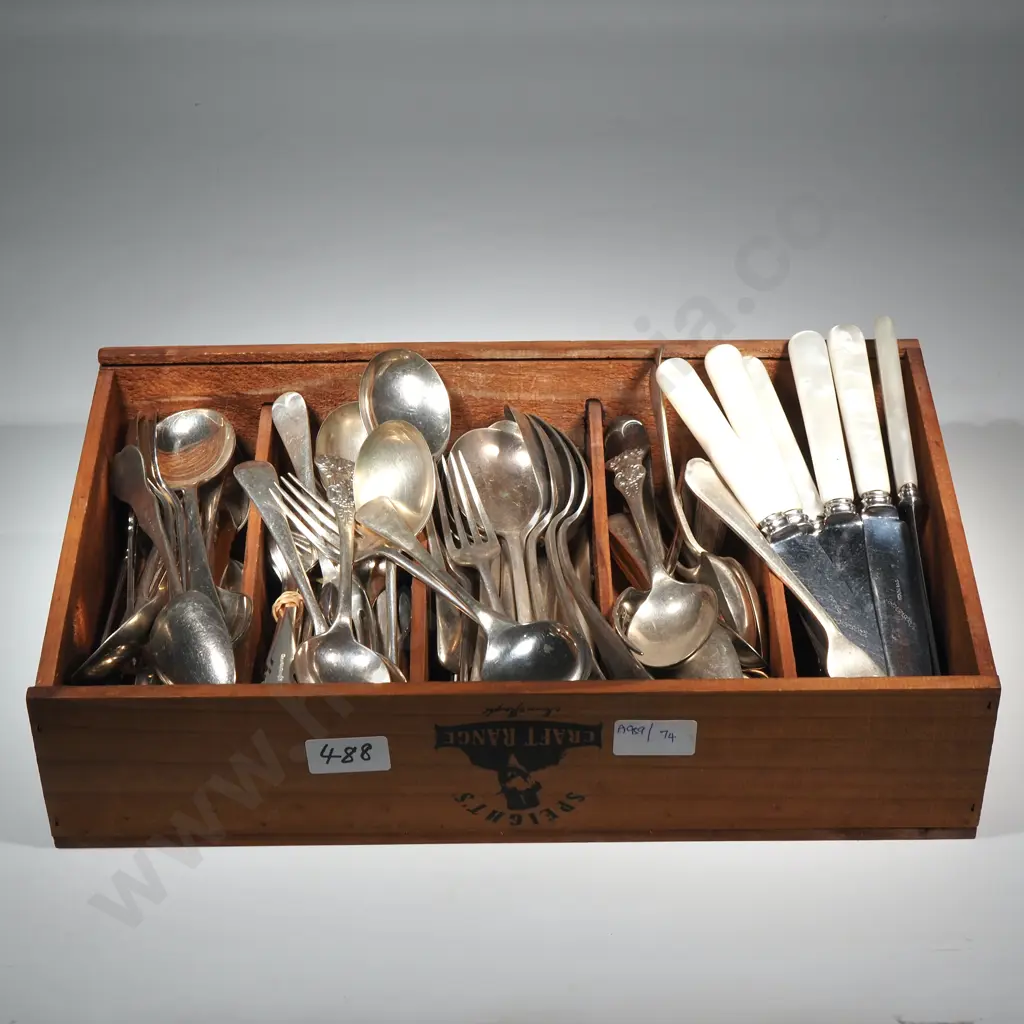 Quantity Of Silver Plate Cutlery Including Ladles, Soup Spoons, Forks, Image 1++