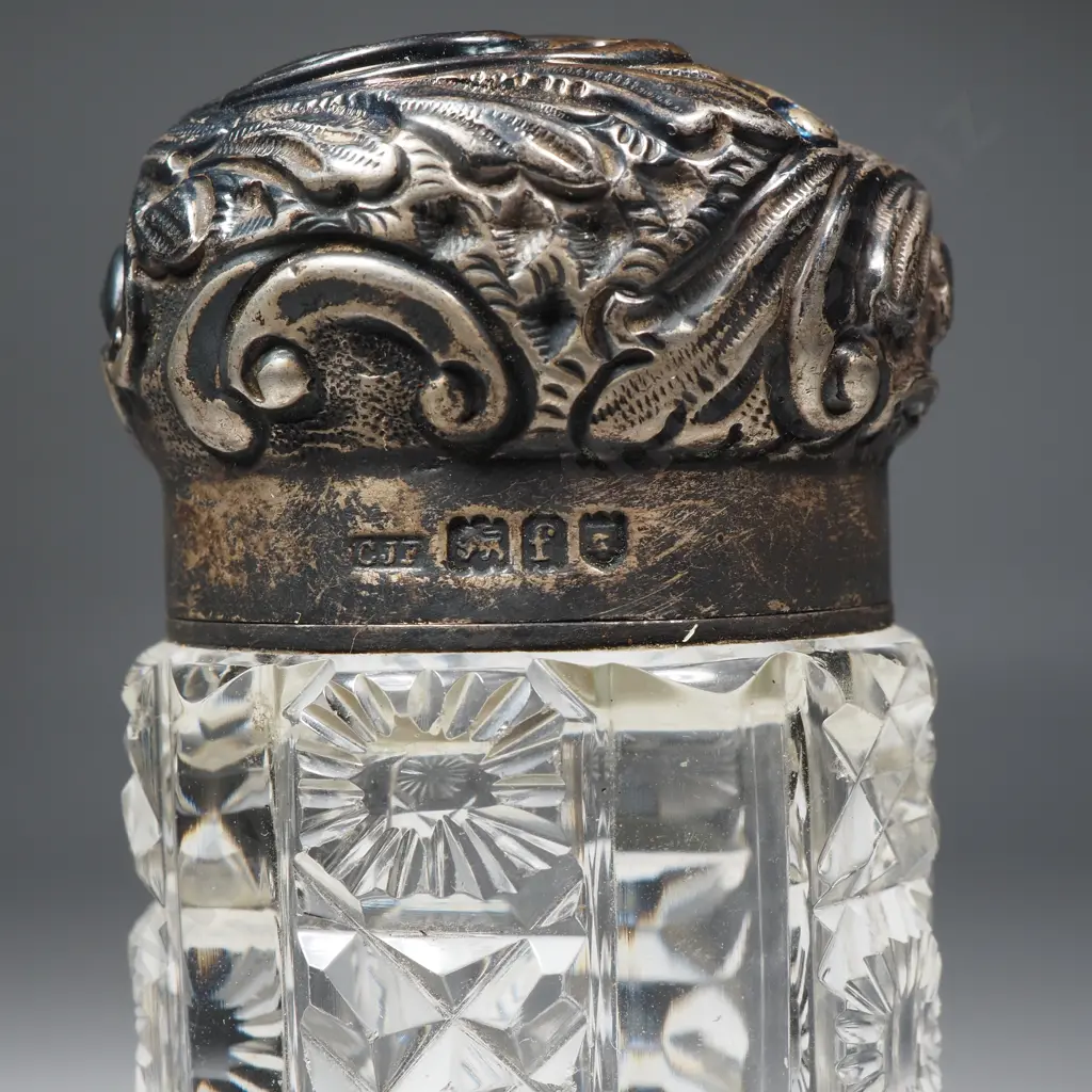 Antique Sterling Silver Topped Dressing Table Bottle - Hallmarked for London 1901 Image 1++