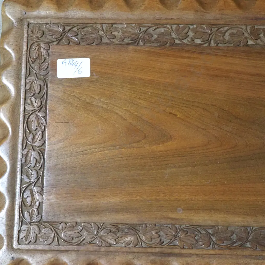 Vintage Coffee Table  With Two Side Tables Below. All Tables with Scalloped & Foliate Carved Border On Cabriole Legs Image 1++