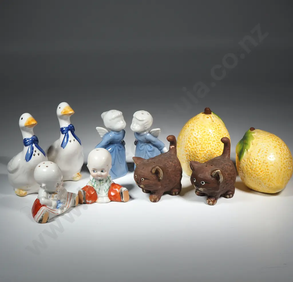 Collection Five Pairs Of Salt & Peppers To Include Geese, Cats, Angles, Lemons & Vintage Pair Of Kewpie Dolls S/P  Image 1++