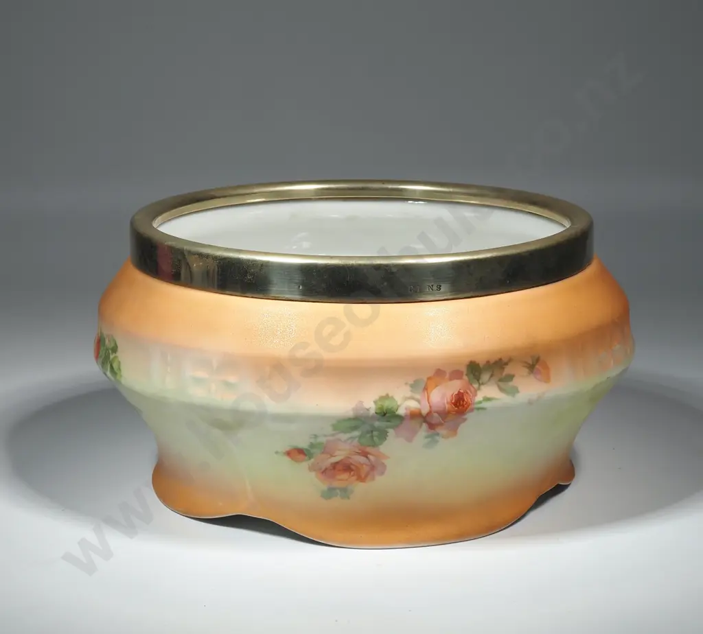 Victorian Salad Bowl w EPNS Rim Image 1++