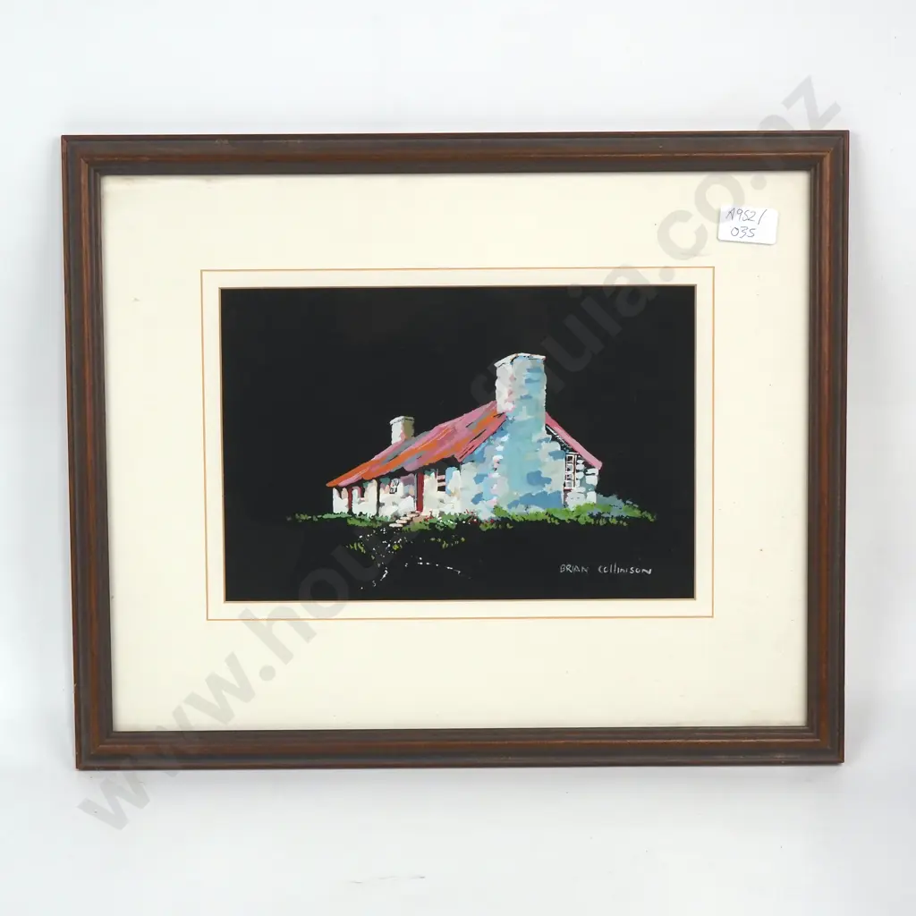 Brian Collinson - Morven Hills Station "Taras" - Water Colour & Gouache on Black Ground - 175mm X 260mm, Signed Image 1++