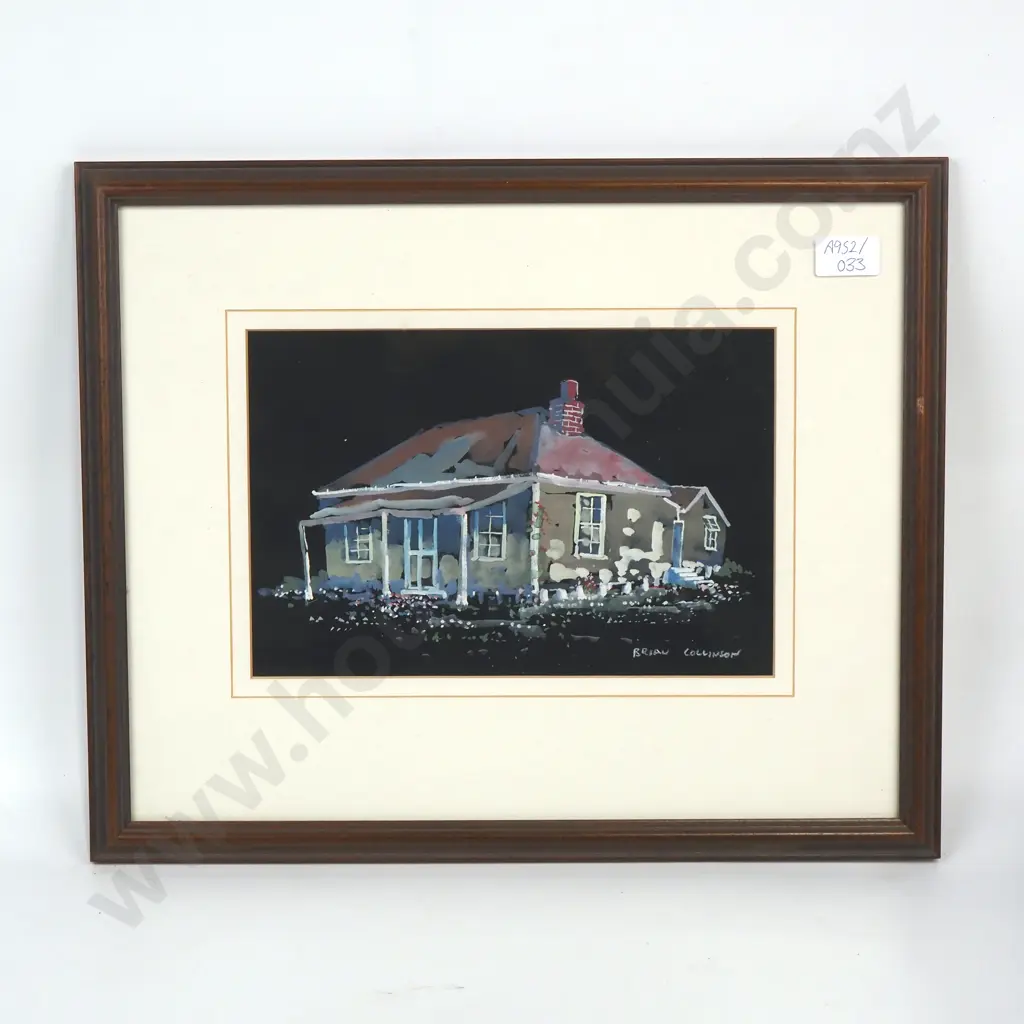 Brian Collinson - Main House - Water Colour & Gouache on Black Ground - 175mm X 260mm, Signed Image 1++