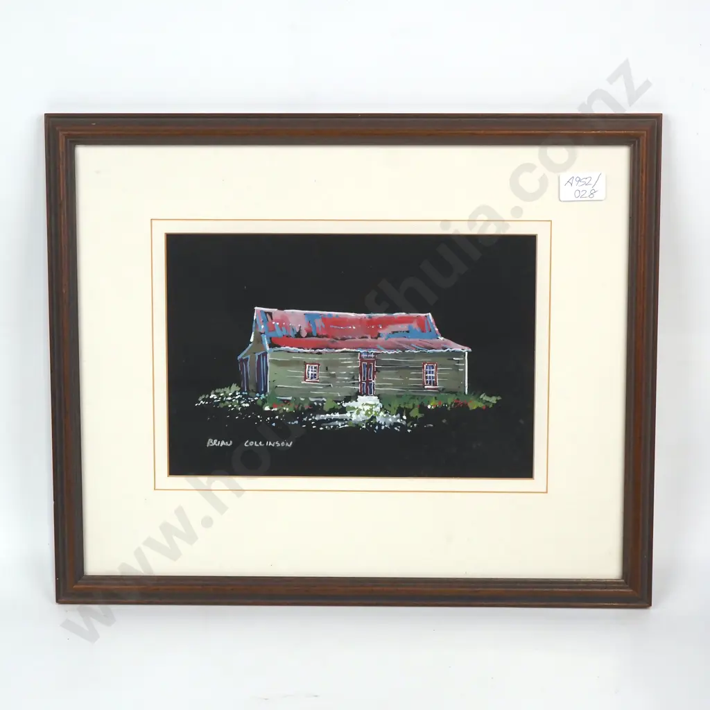 Brian Collinson - Homestead - Water Colour & Gouache on Black Ground - 175mm X 260mm, Signed Image 1++