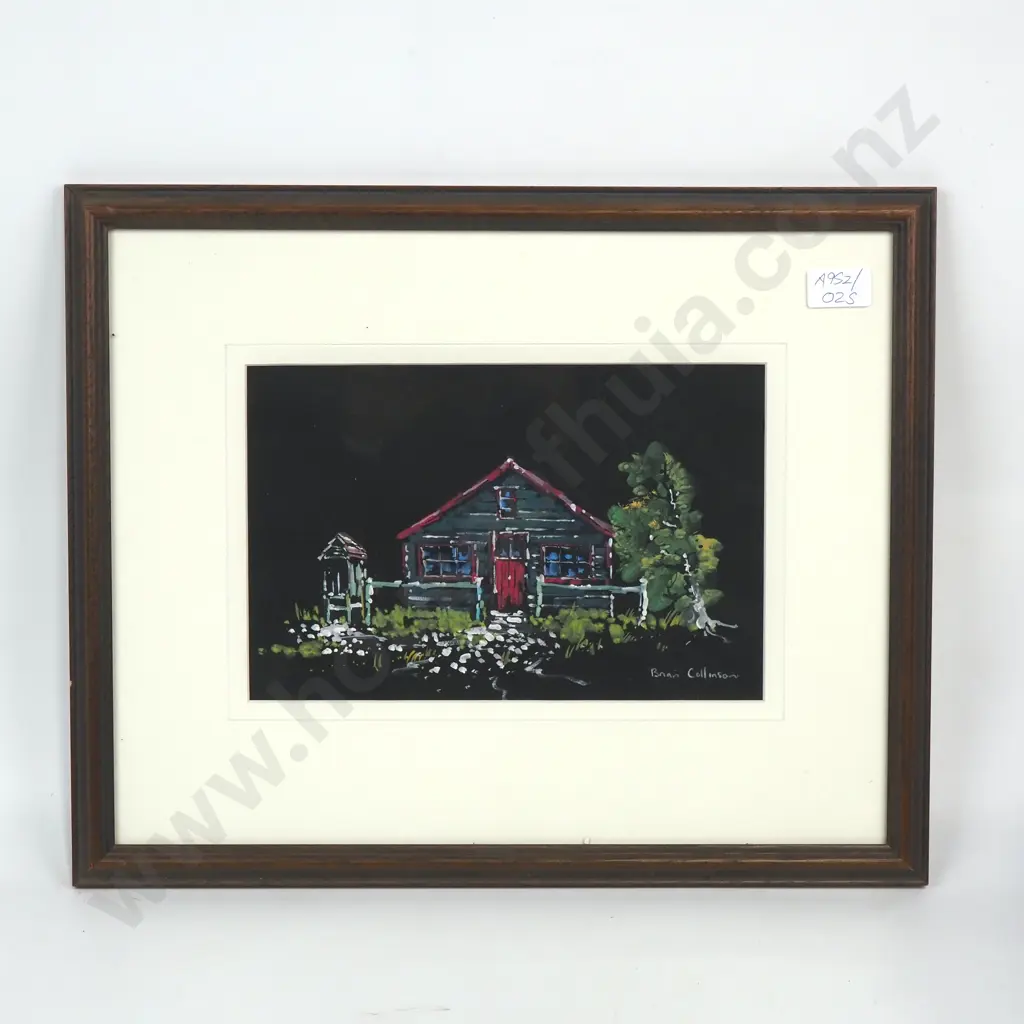 Brian Collinson - Quaint Cottage - Water Colour & Gouache on Black Ground - 175mm X 260mm, Signed Image 1++
