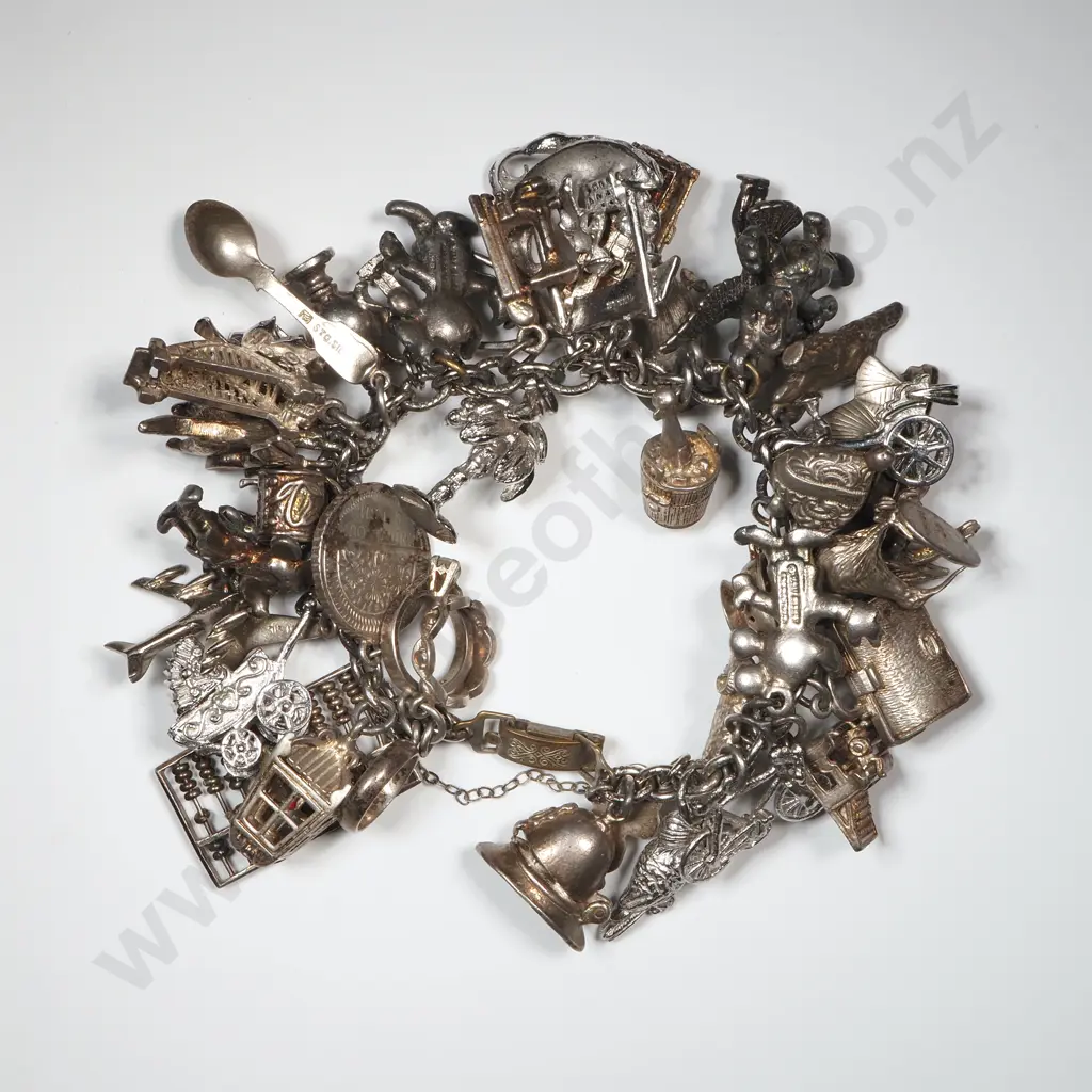 Large Sterling Silver Charm Bracelet Image 1++