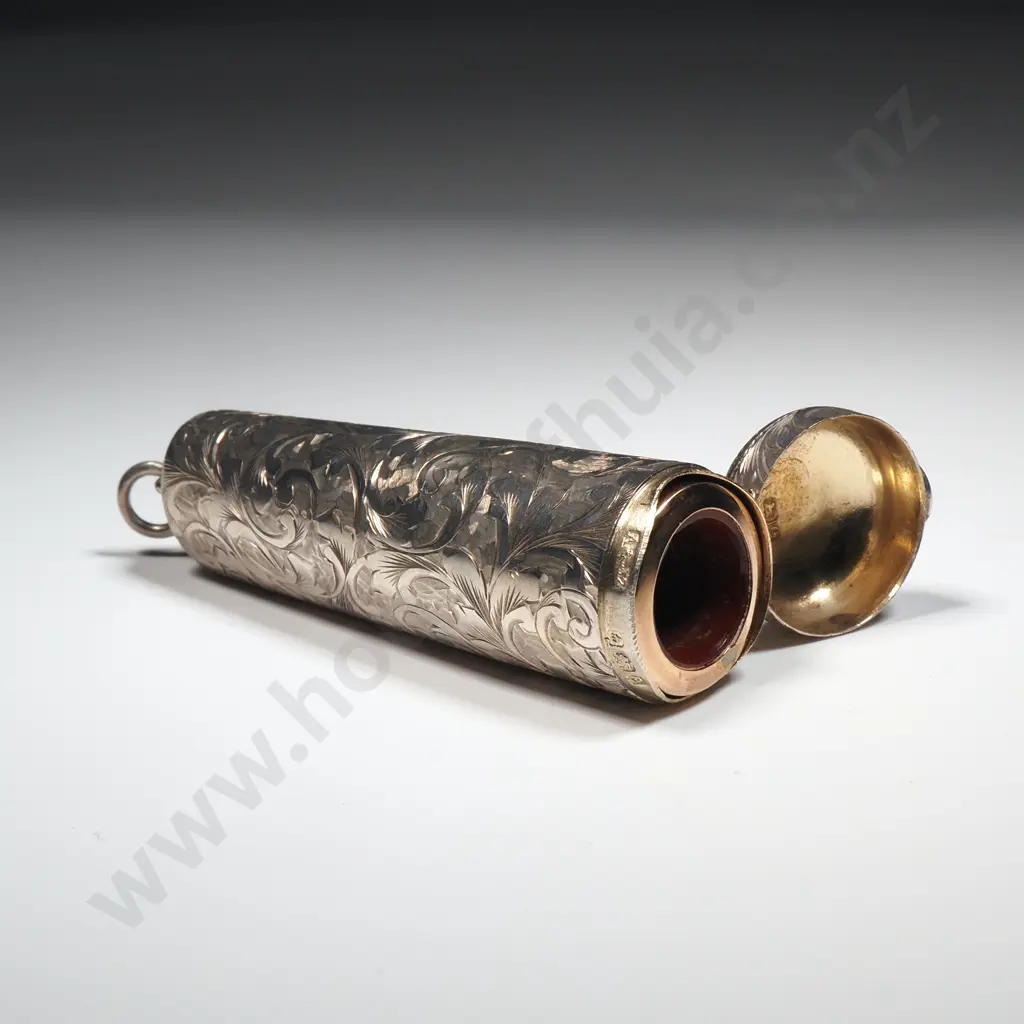 Impressive 9ct Gold Cigar Holder in Sterling Silver Case Image 1++