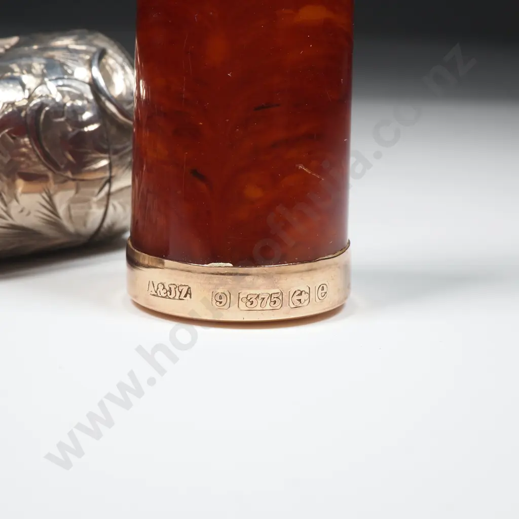 Impressive 9ct Gold Cigar Holder in Sterling Silver Case Image 1++