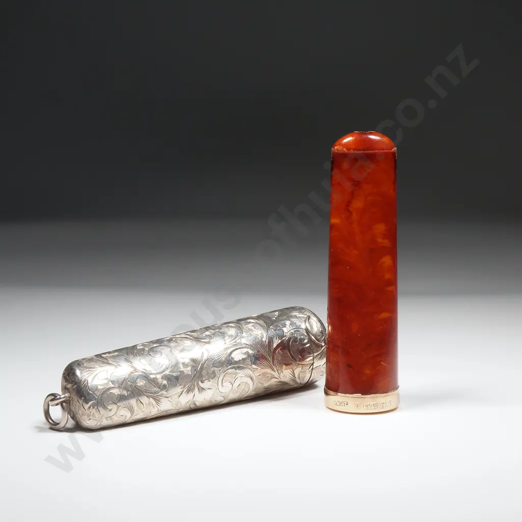 Impressive 9ct Gold Cigar Holder in Sterling Silver Case Image 1++