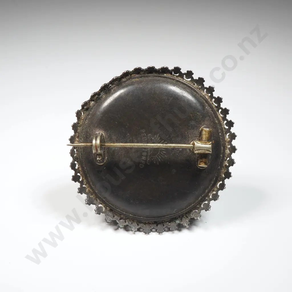 Antique Costume Enamelled Crest Brooch Image 1++