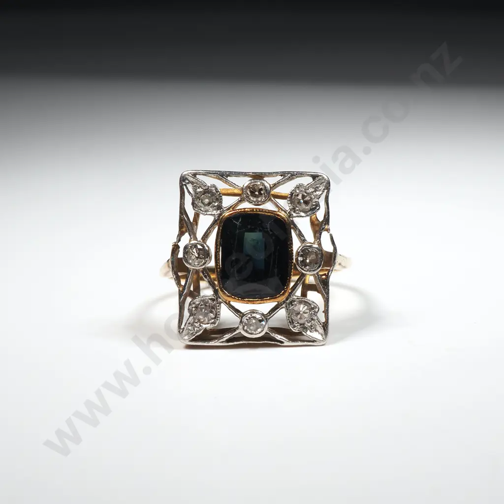 18ct Gold Sapphire & Diamond Ring Image 1++