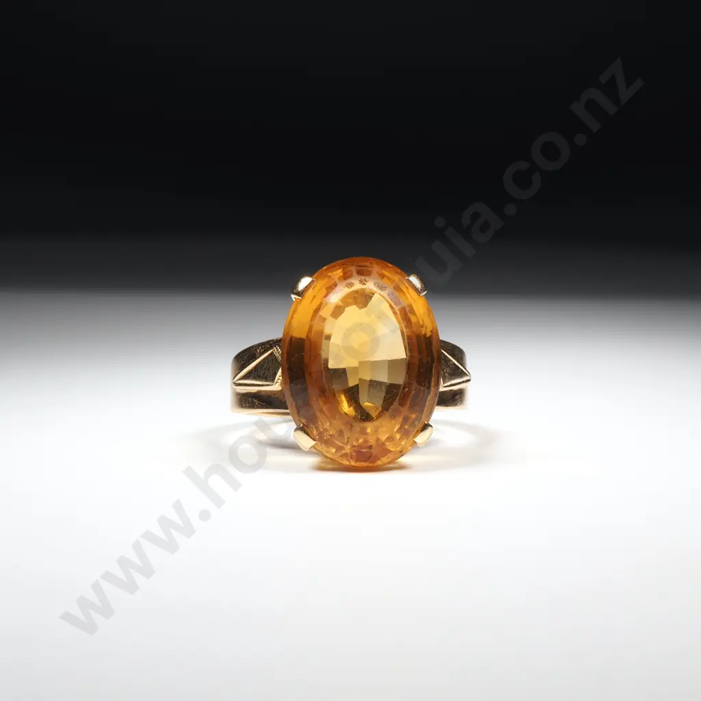 18ct Gold Faceted Citrine Ring Image 1++