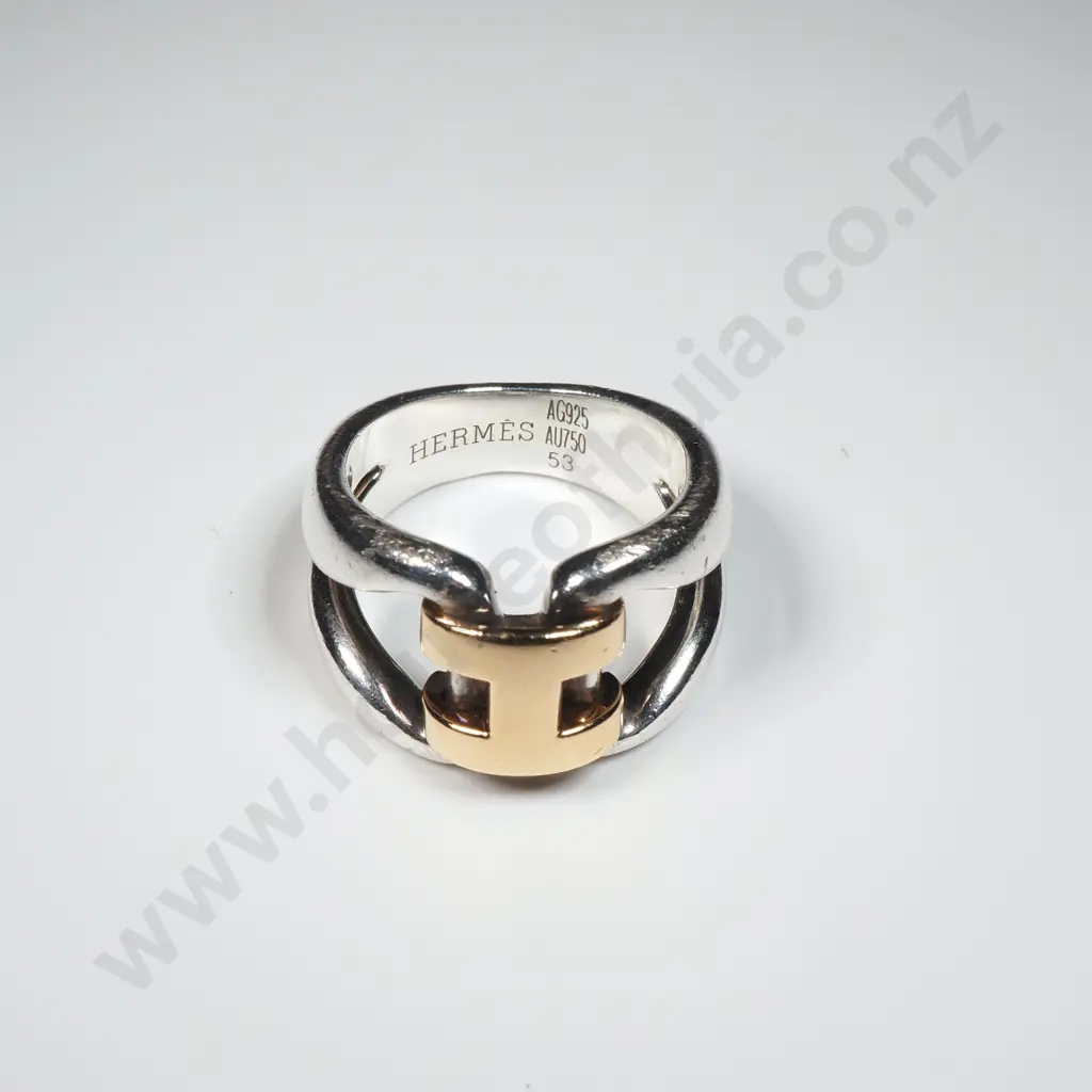 18ct Gold & Sterling Silver Hermes Ring  Image 1++