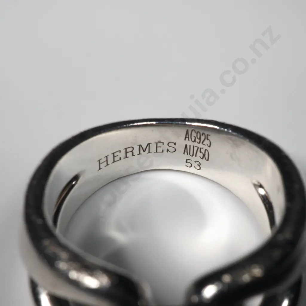 18ct Gold & Sterling Silver Hermes Ring  Image 1++