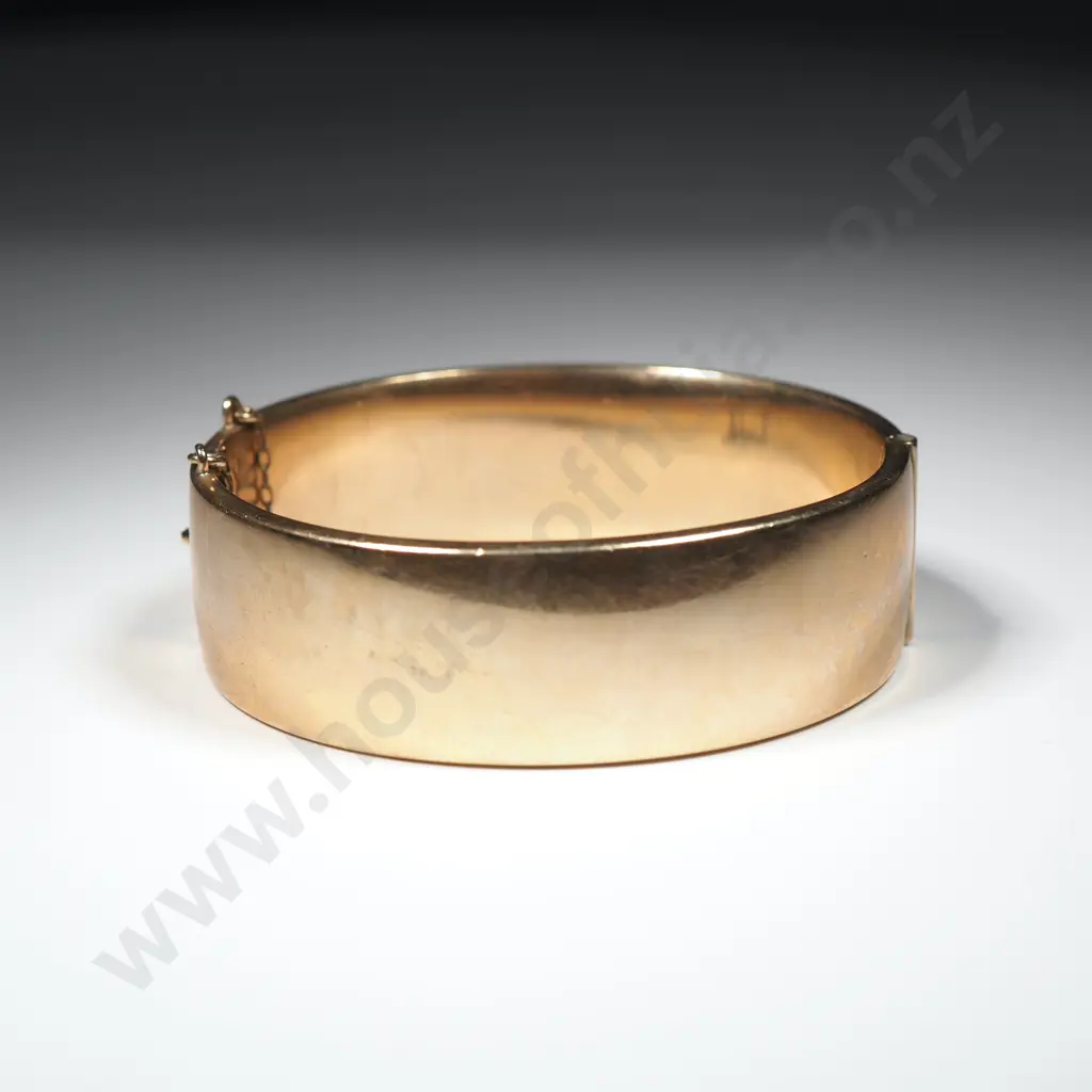 Antique 9ct Gold Metal Core Hinged Bangle Image 1++