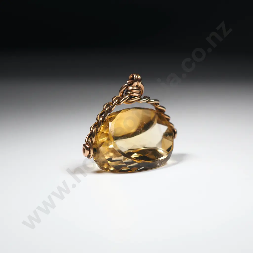 Antique 9ct Gold Yellow Stone Spinner Image 1++