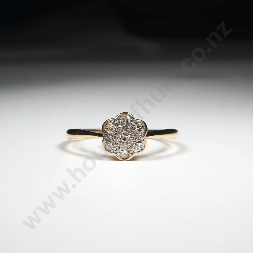 Antique 18ct Gold Diamond Ring in Period New Zealand Jewellers Box Image 1++