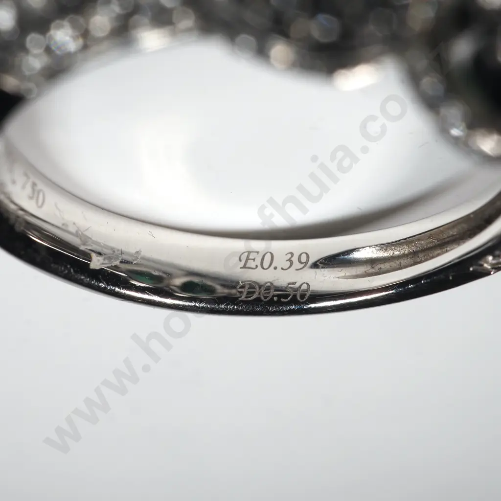 18ct White Gold, Emerald & Diamond Ring from Partridges Image 1++