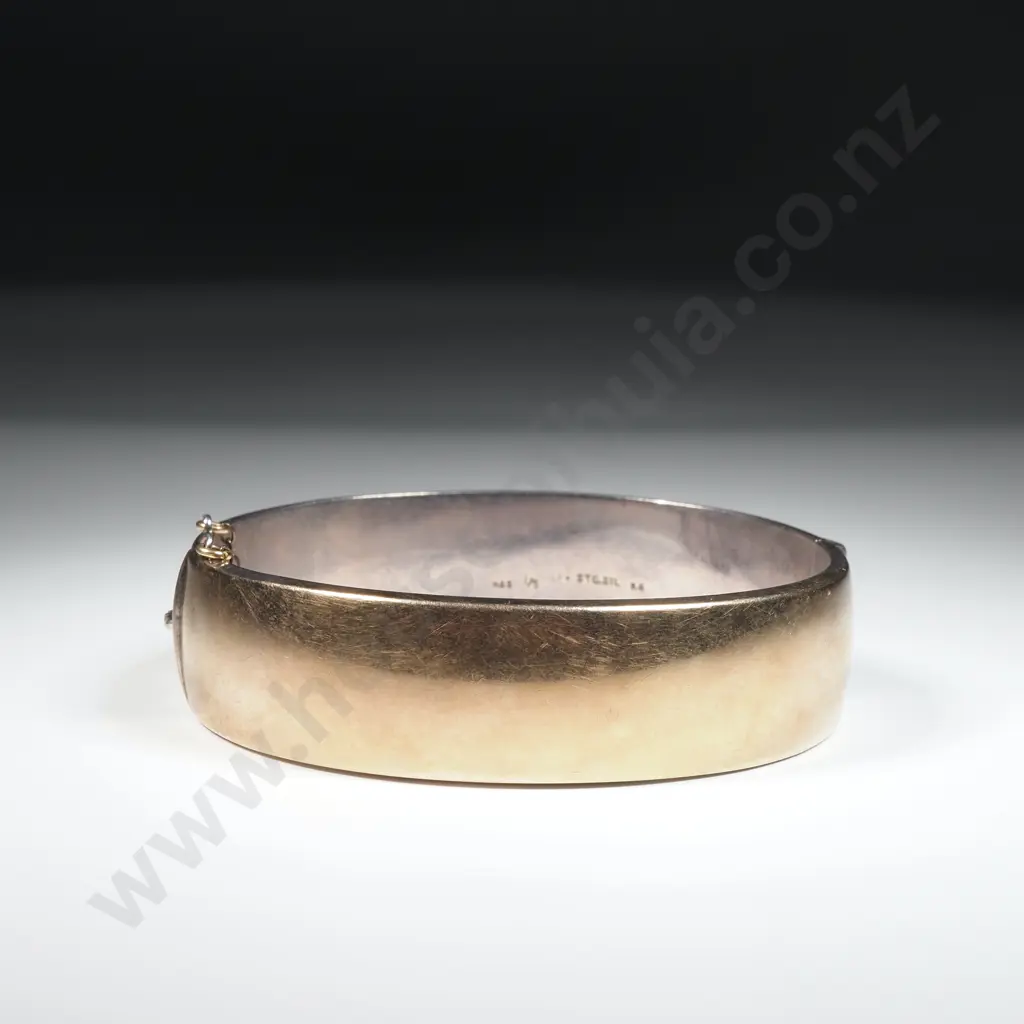 Sterling Silver 1/5 9ct Gold Snap Bracelet w Decorative Engraving Image 1++