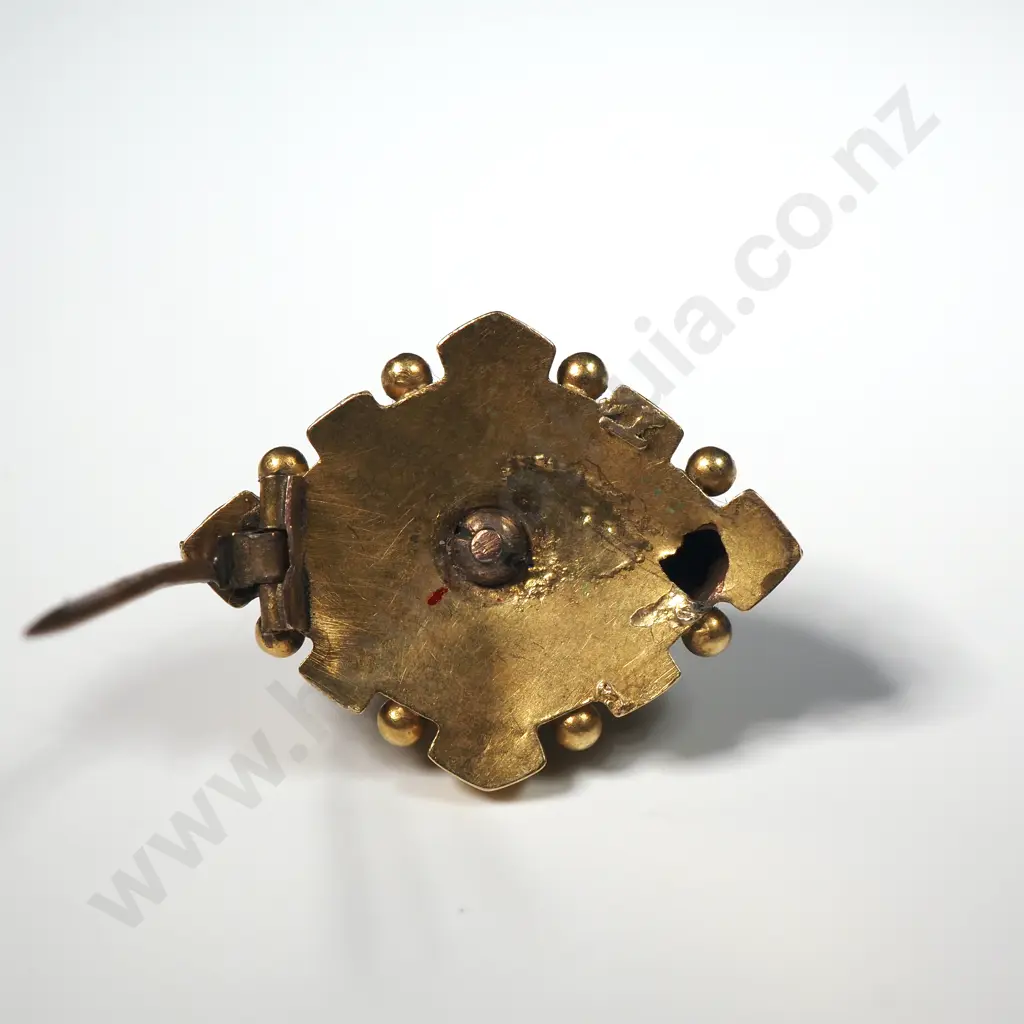 Antique 9ct Gold Emerald & Diamond Victorian Brooch A/F Image 1++