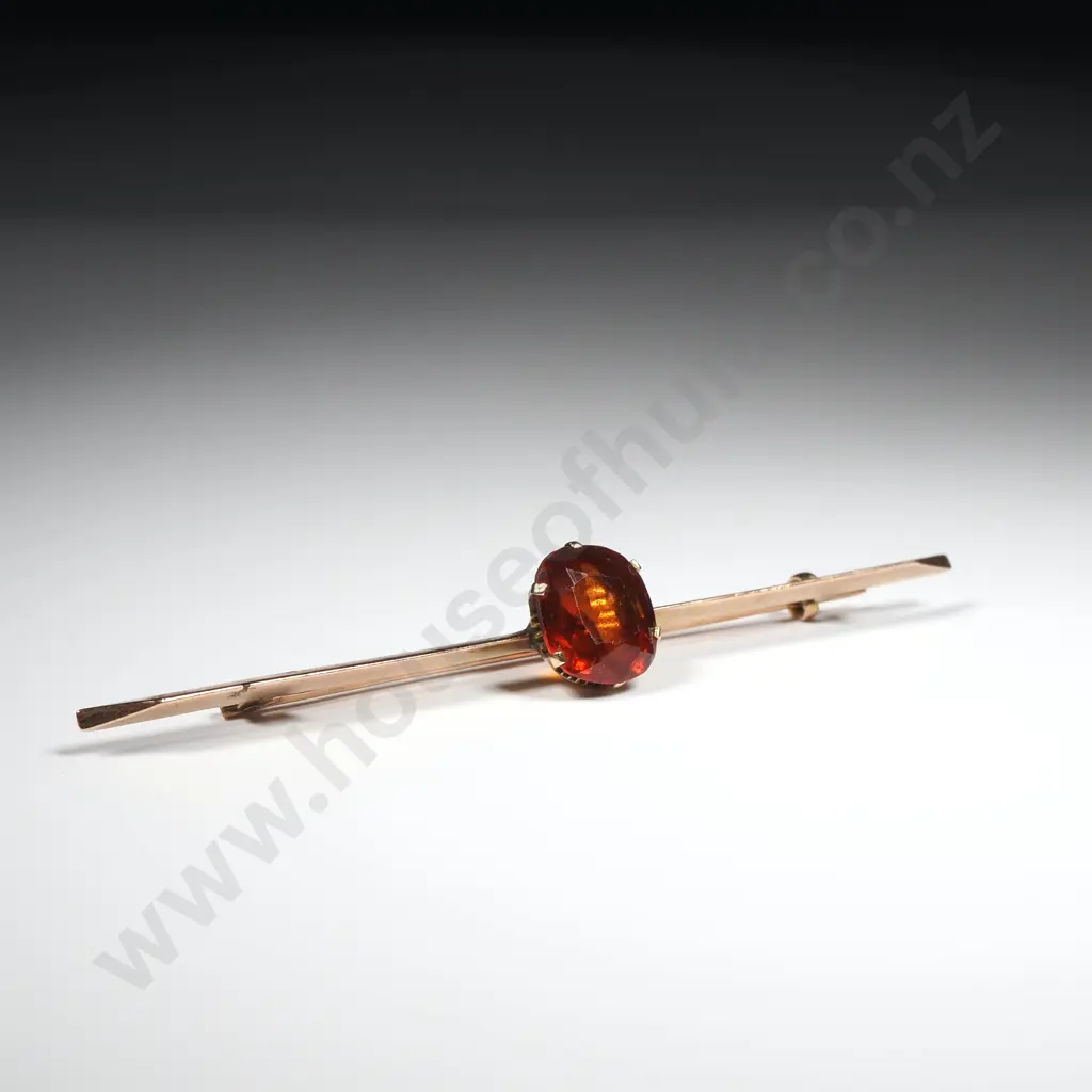 Antique 9ct Gold Red Stone Brooch Image 1++