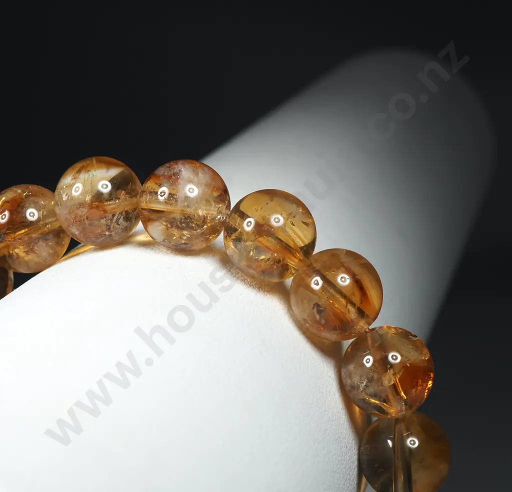 Polished Citrine Bead Bracelet Image 1++