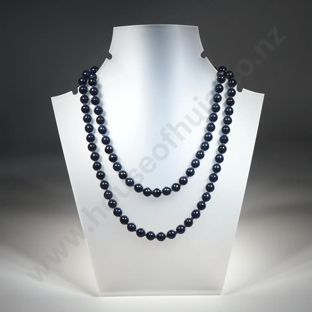 Vintage Blue Bead Necklace Image 1++