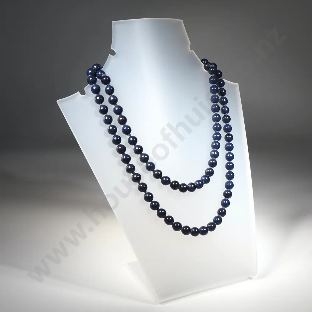 Vintage Blue Bead Necklace Image 1++