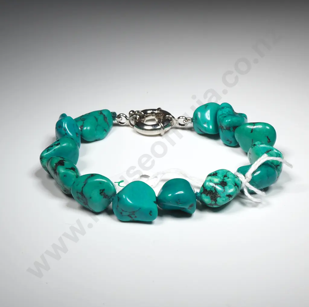Polished Turquoise Piece Bracelet Image 1++