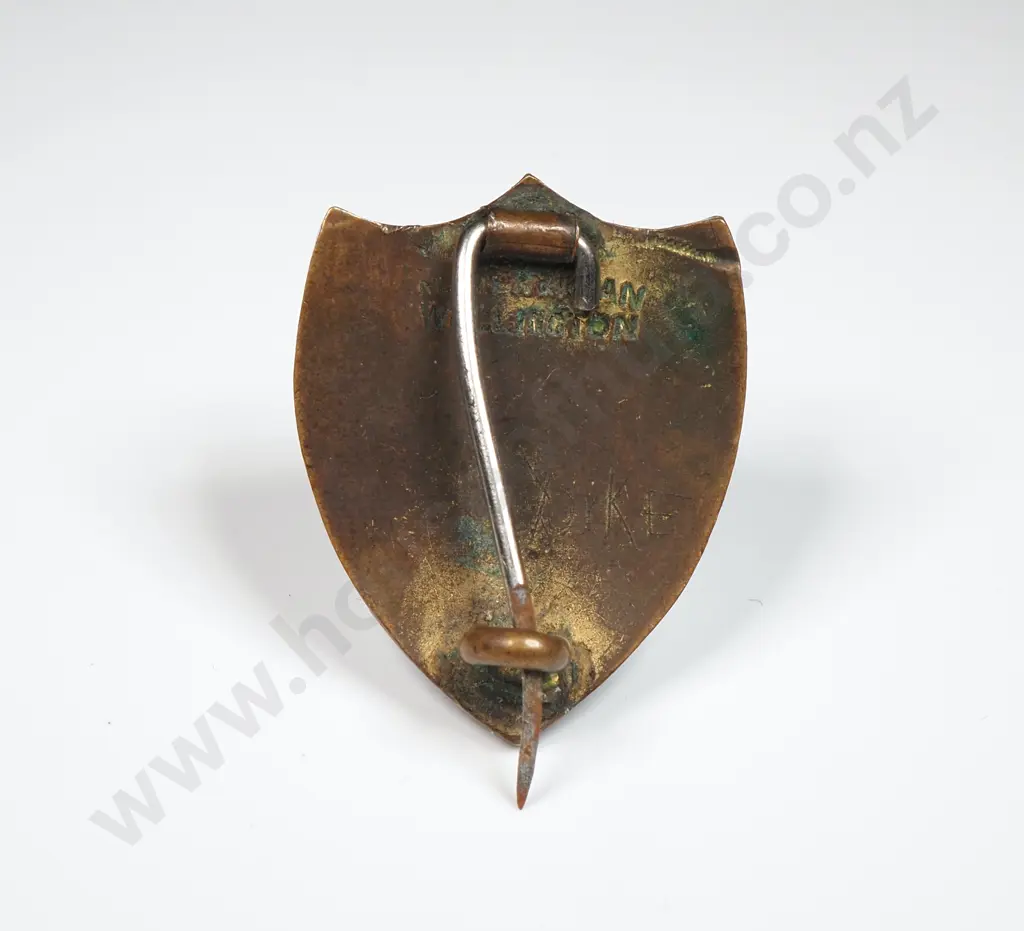 Antique Lion Crest Brass Pin  Image 1++