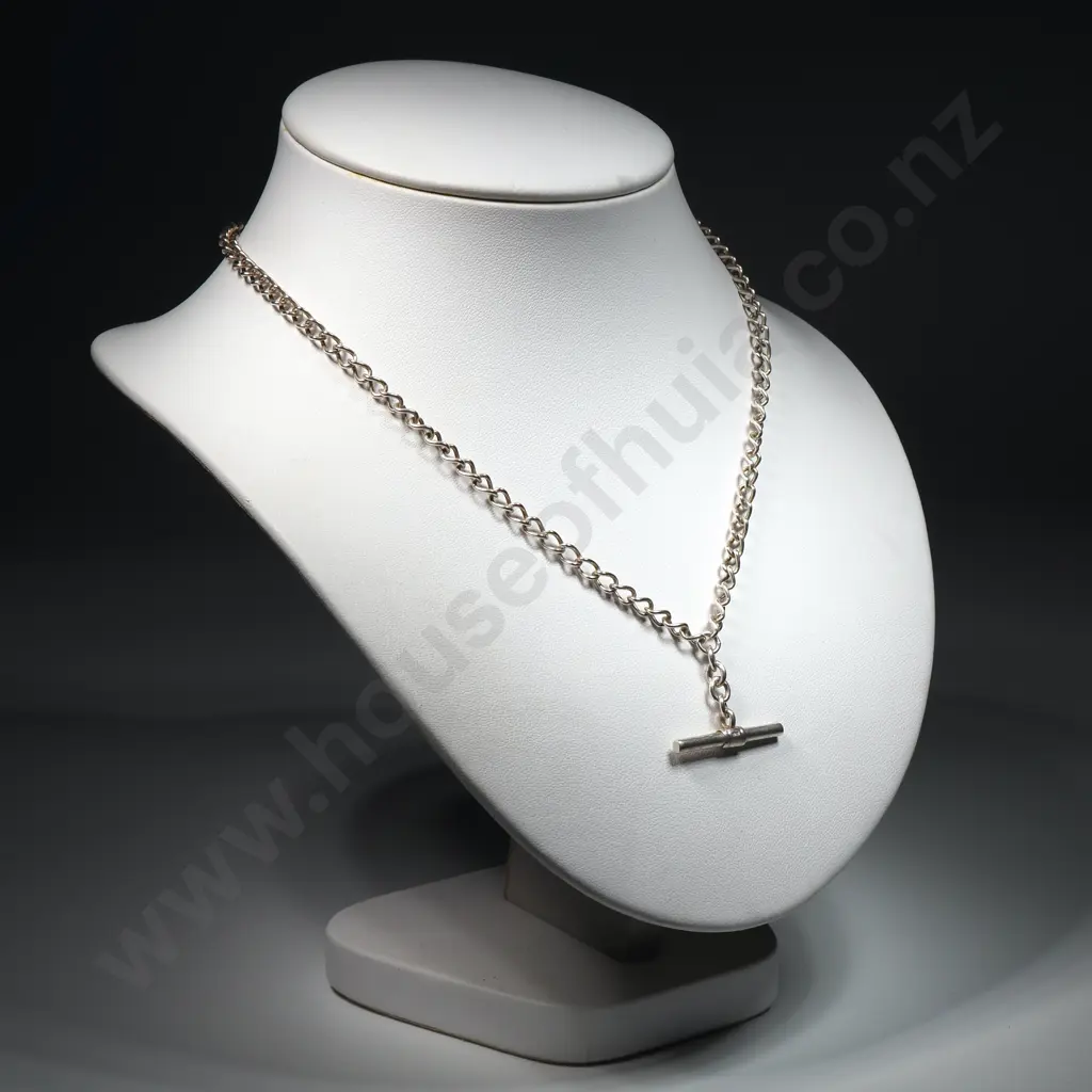Modern Sterling Silver T Bar Necklace Image 1++