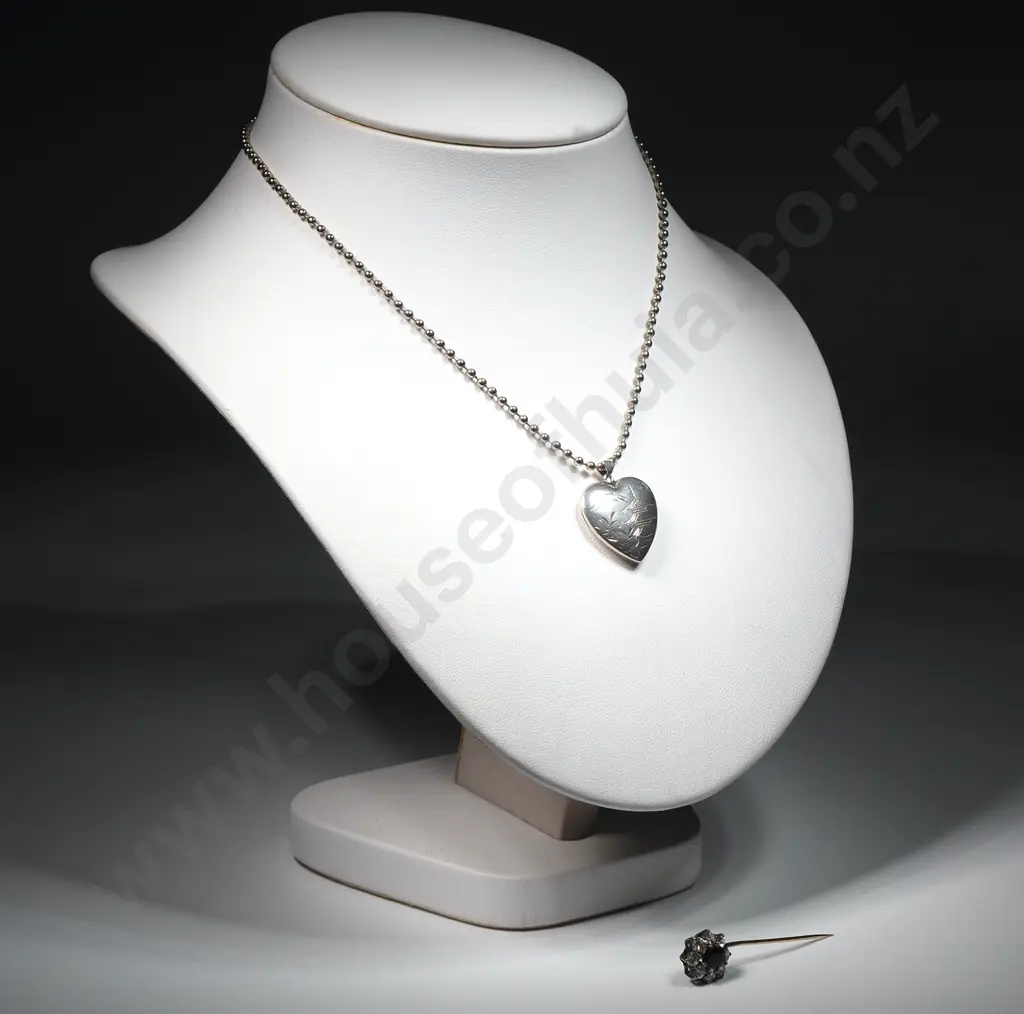 Sterling Silver Heart Pendant w Stick Pin Image 1++