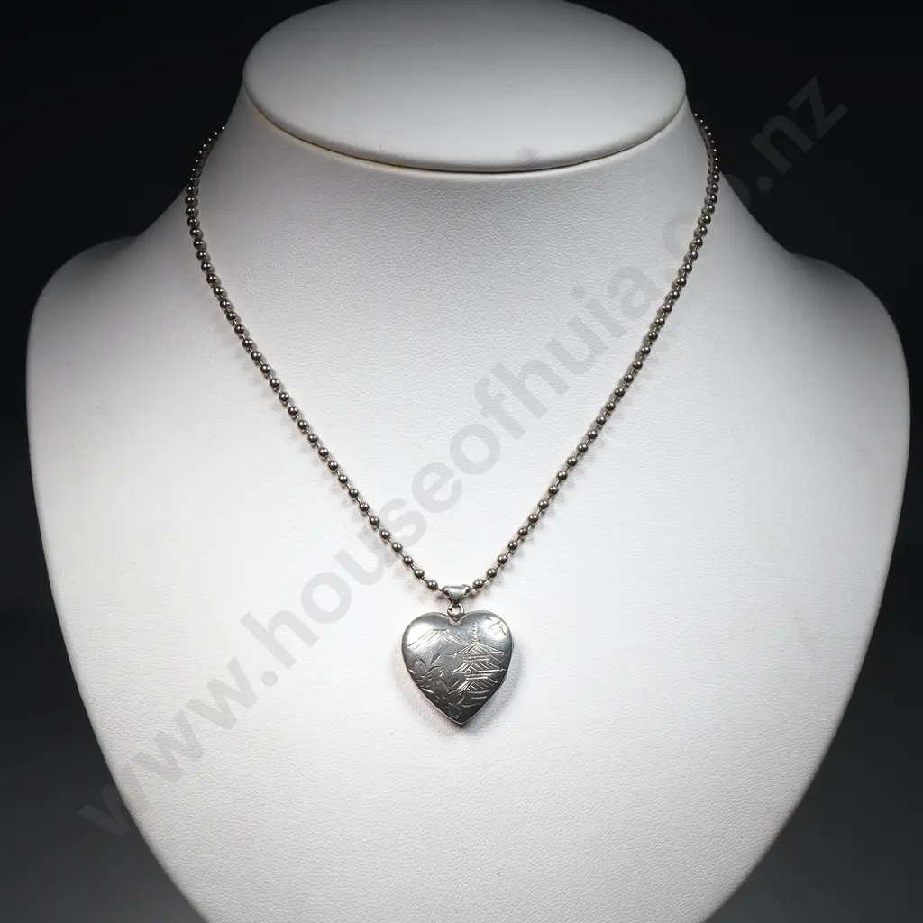 Sterling Silver Heart Pendant w Stick Pin Image 1++