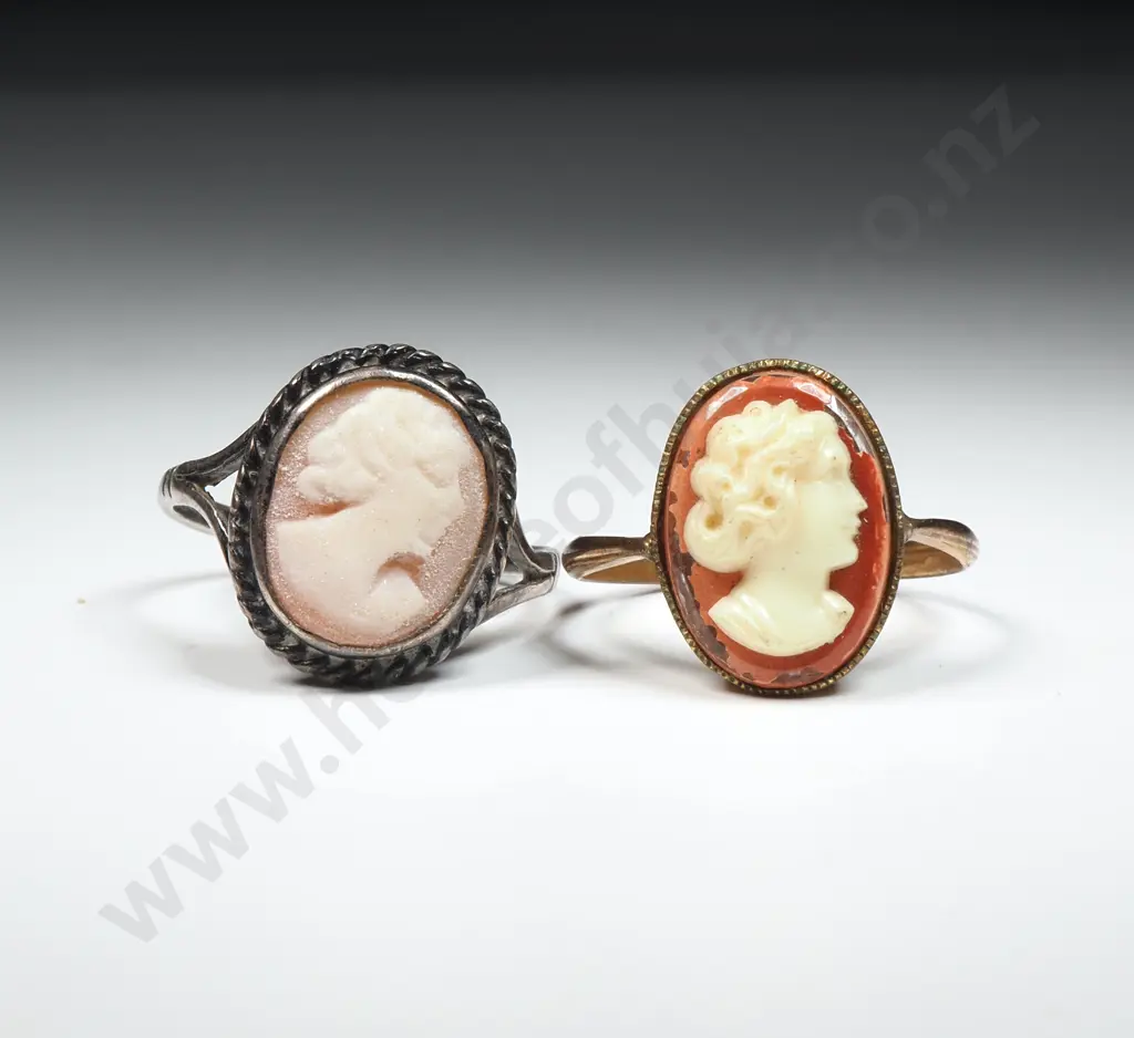 Rolled Gold Cameo Ring & Sterling Silver Cameo Ring Image 1++