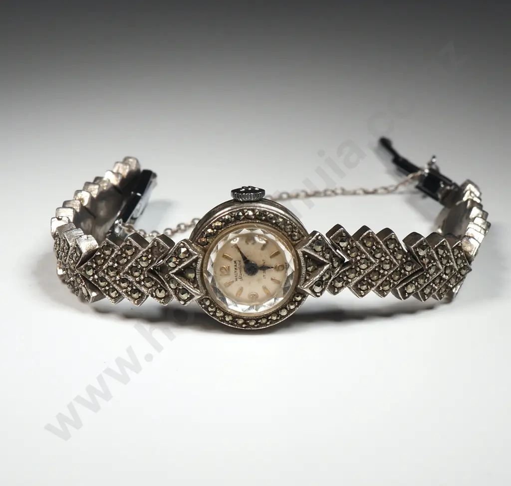 Vintage Marcasite Silver Watch Image 1++