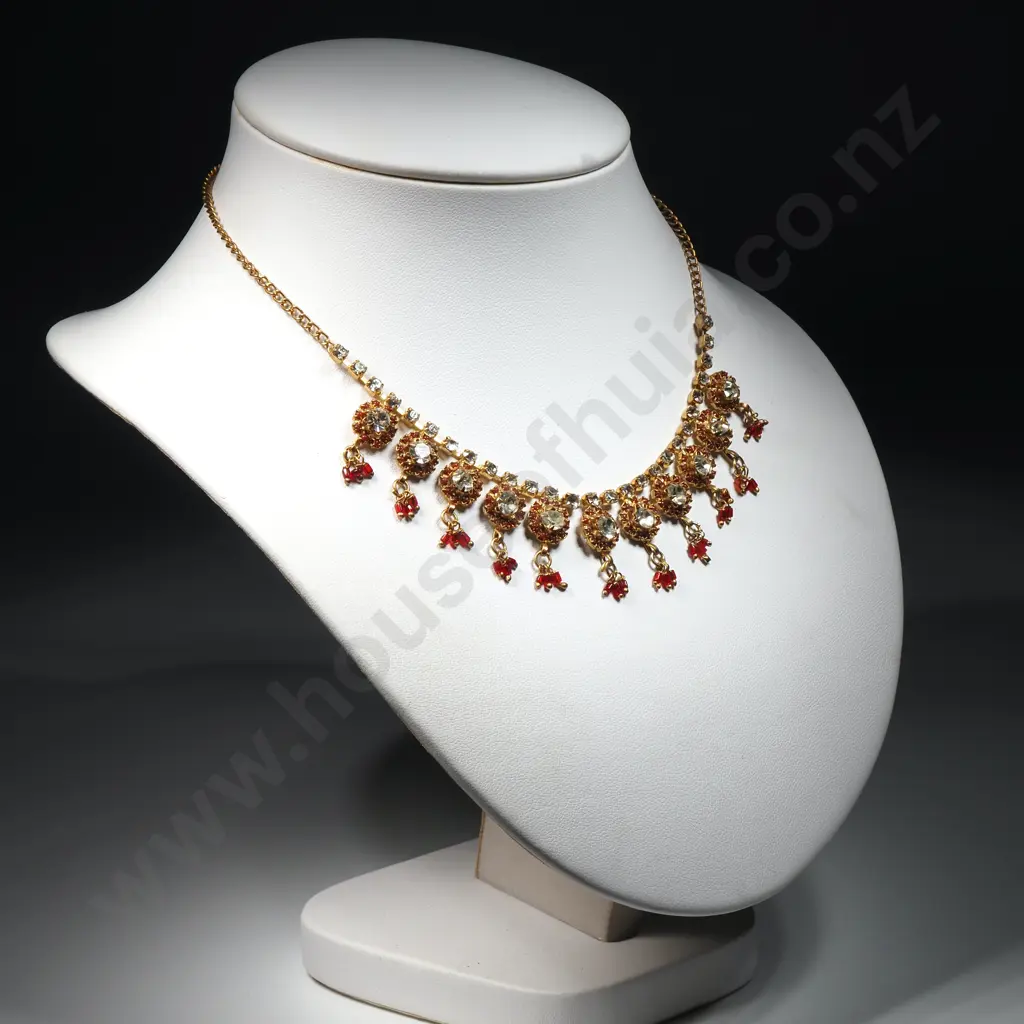 Vintage Angel Jewel/Bead Style & Gold Tone Necklace. Image 1++